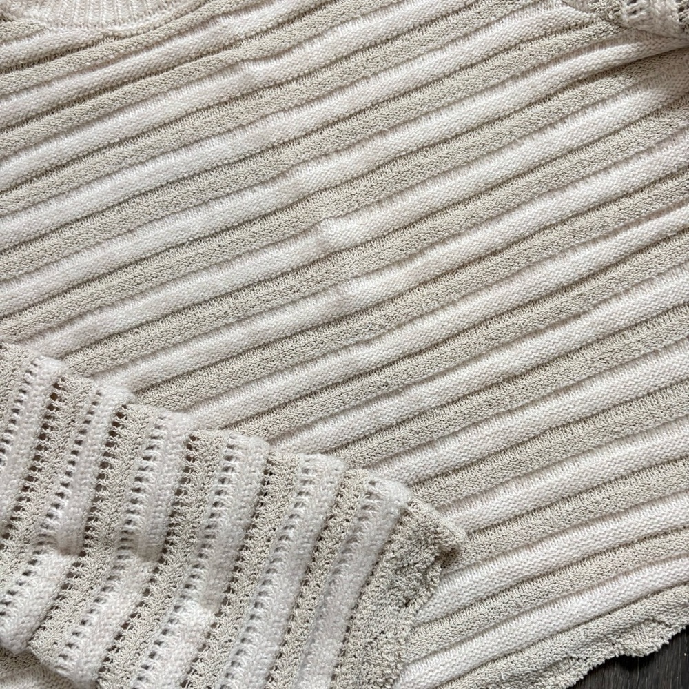 NWT Striped sweater scalloped hem bell sleeves - Picture 2 of 3